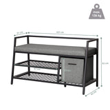 Måttskiss av Skoskåp Estha Loft med 107 × 62 cm och maximal belastning på 136 kg från hjh LIVING