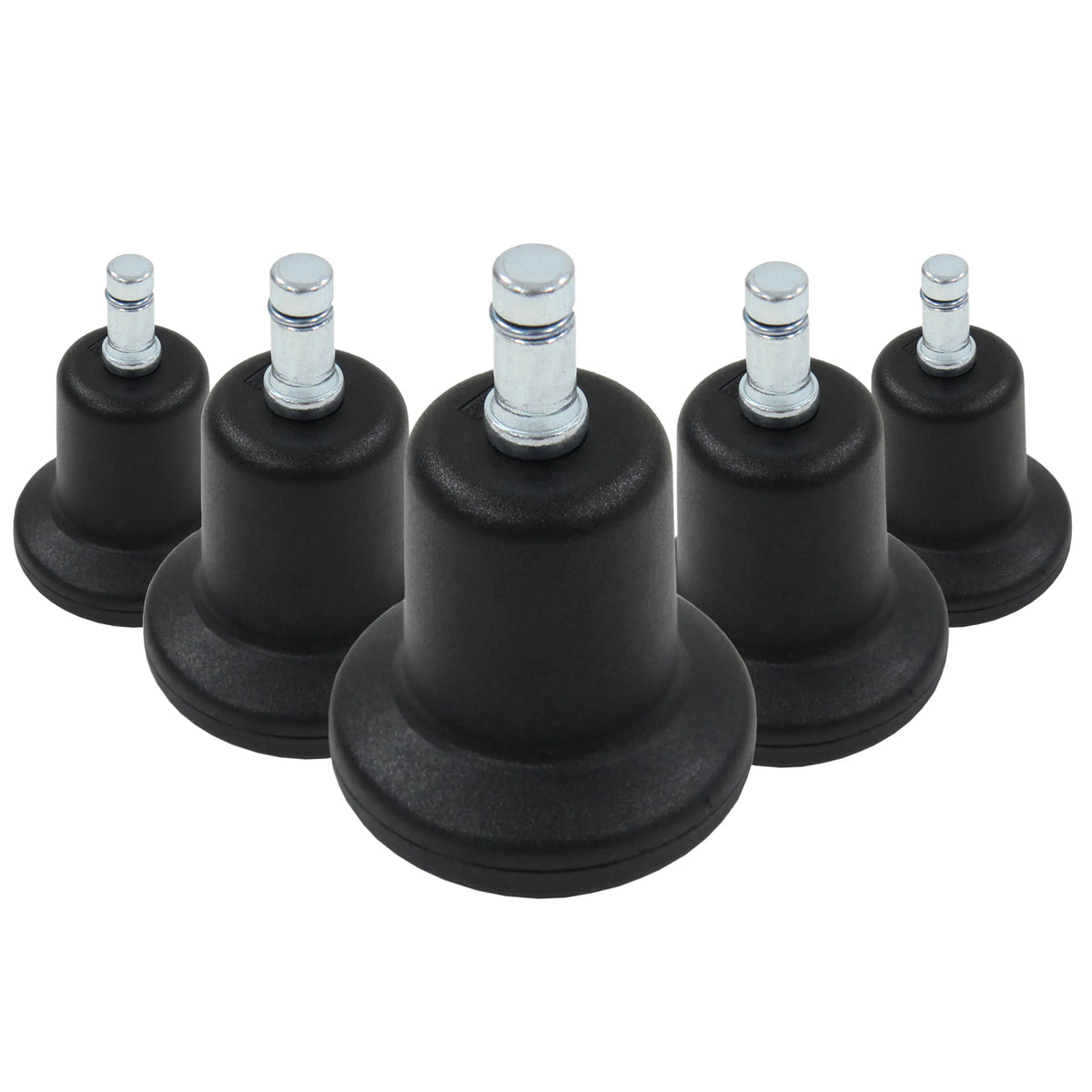 Fünf schwarze Stuhlgleiter 5 x STAND Nr. 11 mit silberfarbenen Metallstiften von hjh OFFICE