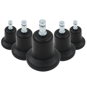 Fünf schwarze Stuhlgleiter 5 x STAND Nr. 11 mit silberfarbenen Metallstiften von hjh OFFICE