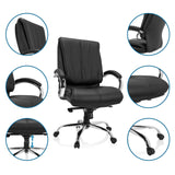 Svart XXL H 100 snurrstol i konstläder med olika detaljvyer av funktionerna från hjh OFFICE
