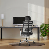 Svart Hög kontorsstol SPINIO ELITE L med nätryggstöd och nackstöd från hjh OFFICE