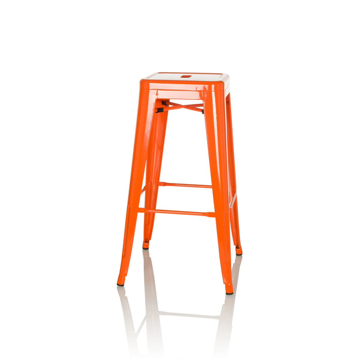Orange Barstol VANTAGGIO HIGH med fyra ben och integrerade fotstöd från hjh OFFICE – 360-gradersvy (sidoprofil 75°)