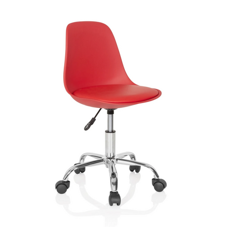 Röd Snurrstol för barn FANCY II med blank krombas och fem hjul från hjh OFFICE