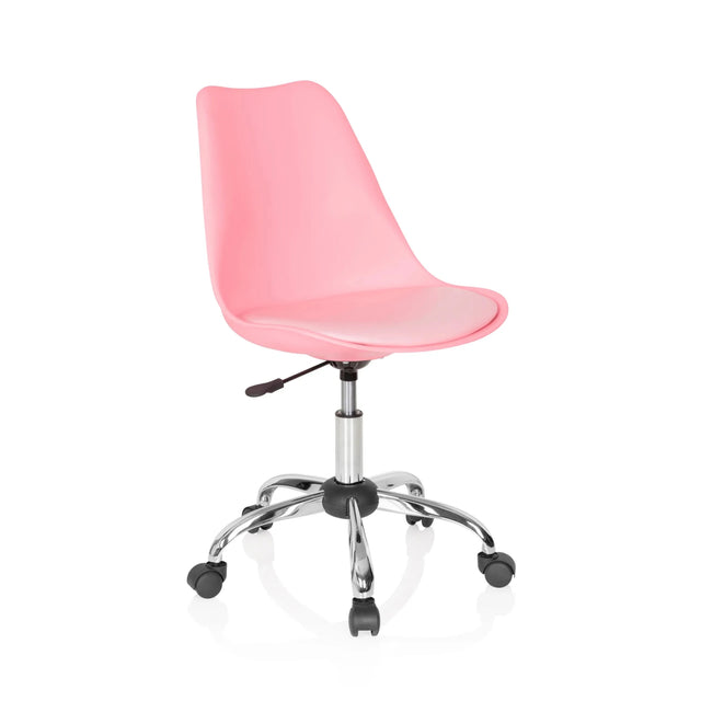 Home Office kontorsstol FANCY PRO i rosa med kromad fotkors och hjul från hjh OFFICE