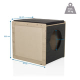 Måttskiss av Katthus KITTY PAWBOX 2 med en höjd på 55,5 cm och bredd på 60 cm från hjh LIVING