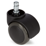 Svarta hjul 5x ROLO 10mm/50mm för hårda golv med metallstift från hjh OFFICE – 360-gradersvy (framifrån 0°)
