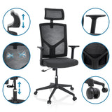 Home Office kontorsstol BRETON B i svart med justerbart nackstöd och armstöd från hjh OFFICE