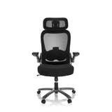 Svart XXL snurrstol INSTRUCTOR T I PRO med nätrygg och femstjärnigt fotkors med hjul från hjh OFFICE – 360-gradersvy (framifrån 0°)