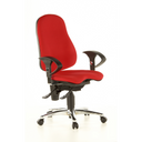 Profi-Bürostuhl SITNESS 10 mit rotem Stoffbezug, schwarzen Armlehnen und Fußkreuz aus Chrom von Topstar