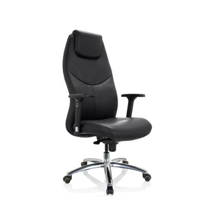 Svart Professionell chefsfåtölj FERRARA med integrerat nackstöd och kromfot från hjh OFFICE