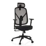 Svart Professionell kontorsstol RALOO ECO med nätrygg och femstjärnig fotkorsbas med hjul från hjh OFFICE – 360-gradersvy (framifrån 15°)