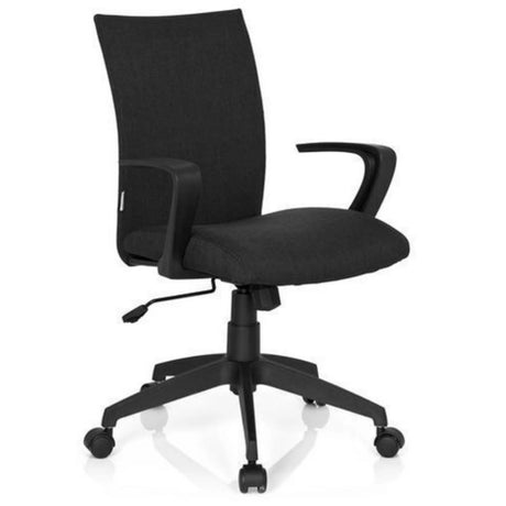 Home-Office-Bürostuhl SOFT mit schwarzem Stoffbezug und Armlehnen von hjh OFFICE