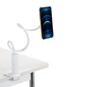 Vit hållare för mobiltelefon & surfplatta FLEXMOBI I med flexibel svanhals och bordsklämma från hjh OFFICE