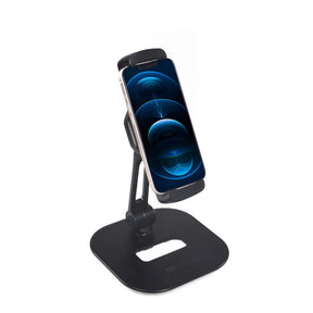 Svart Hållare för mobiltelefon & surfplatta FLEXMOBI IV med justerbar arm och platt bas från hjh OFFICE