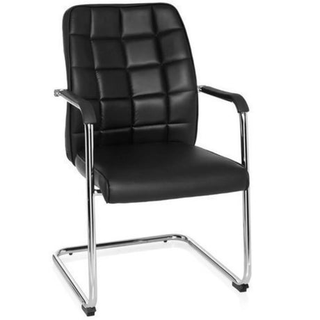 Svart Fjädrande stol FLEXO V med quiltat överdrag och kromad metallram från hjh OFFICE
