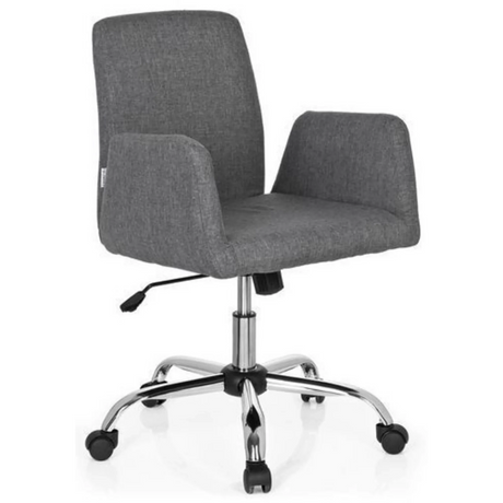 Home Office kontorsstol FLOW med grått tygöverdrag och blank stjärnfot på hjul från hjh OFFICE
