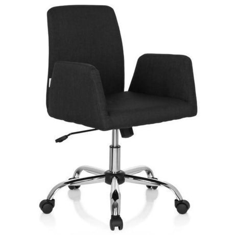 Svart Home Office kontorsstol FLOW med tygklädsel och kromad stjärnfot på hjul från hjh OFFICE