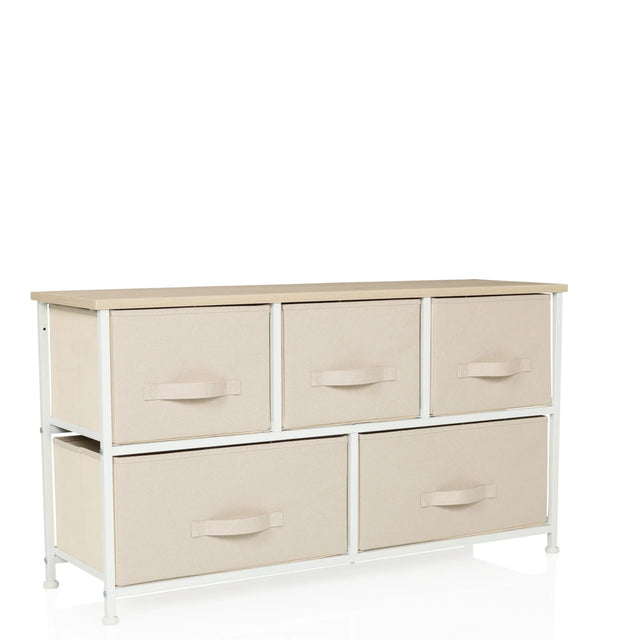 Beige Byrå FOLDAR med fem tyglådor och ljus träskiva från hjh LIVING