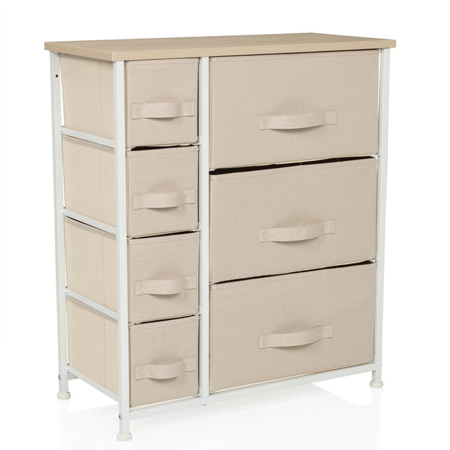 Beige Byrå FOLDRESS B med sex tyglådor och en ljus träskiva från hjh LIVING