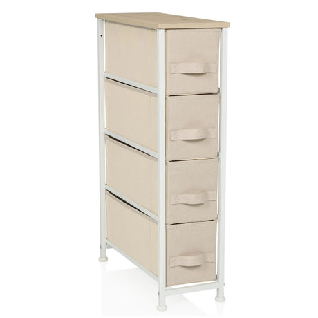 Beige Byrå FOLDRESS S med fyra tyglådor och en ljus träskiva från hjh LIVING