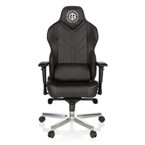 Svart Spelstol GAMEBREAKER COLOSSUS med konstläderklädsel och polerad stjärnfot från hjh OFFICE