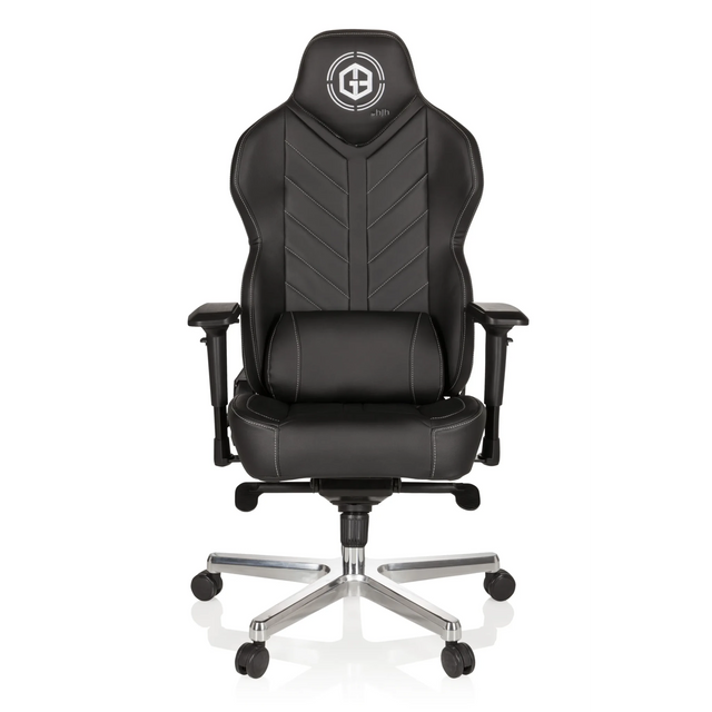 Svart Spelstol GAMEBREAKER COLOSSUS med konstläderklädsel och polerad stjärnfot från hjh OFFICE
