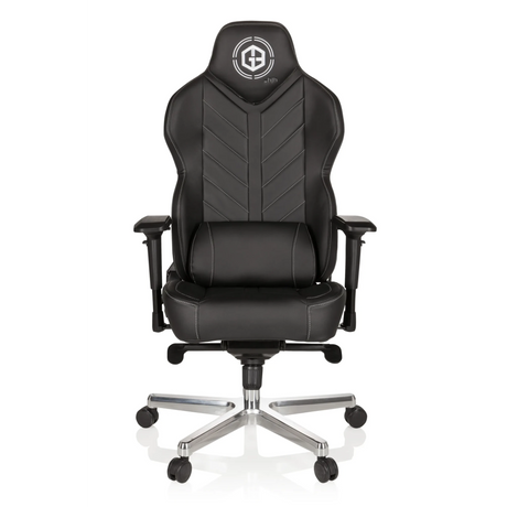 Svart Spelstol GAMEBREAKER COLOSSUS med konstläderklädsel och polerad stjärnfot från hjh OFFICE