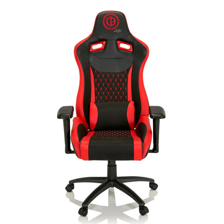 Spelstol GAMEBREAKER SX 04 i svart-rött med quiltat överdrag och svankkudde från hjh OFFICE