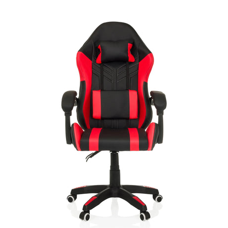 Spelstol GAMEBREAKER W02 i svart-röd med nackstöd och armstöd från MyBuero