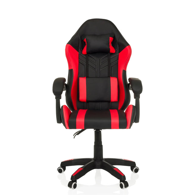 Spelstol GAMEBREAKER W02 i svart-röd med nackstöd och armstöd från MyBuero