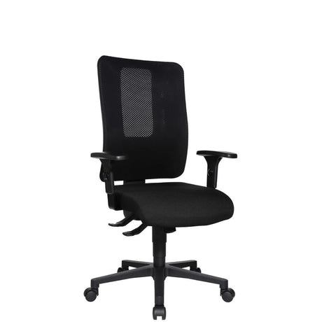 Professionell kontorsstol HJH WORK PRO i svart med nätryggstöd och armstöd från Topstar