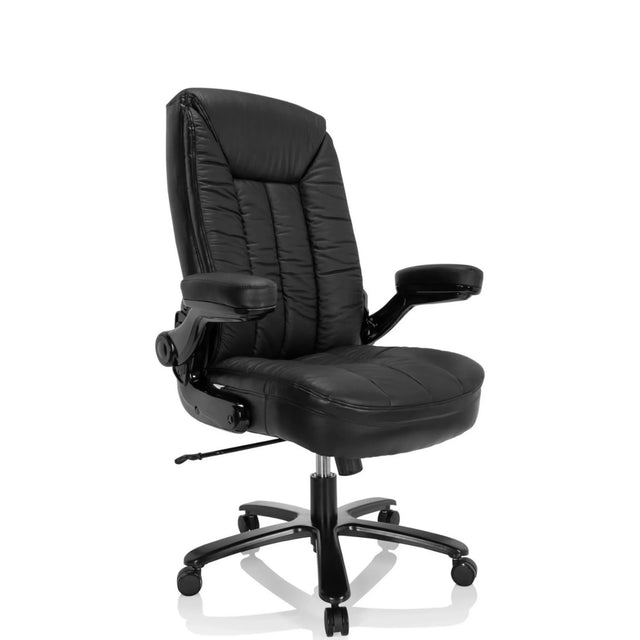 Svart XXL snurrstol INSTRUCTOR III i läder med quiltad vaddering från hjh OFFICE