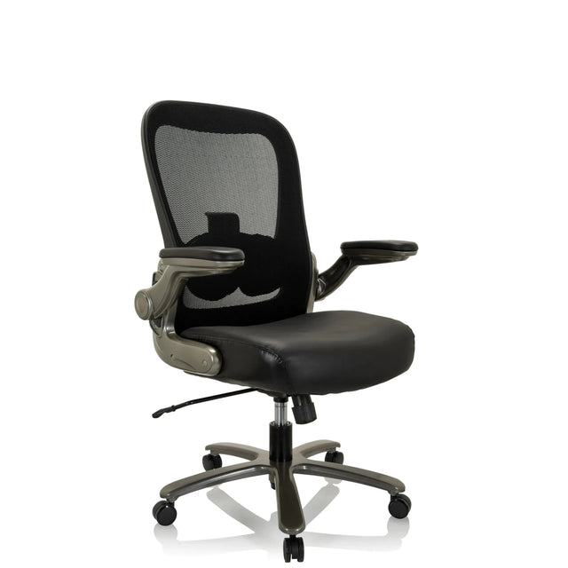 XXL snurrstol INSTRUCTOR T I i svart med nätryggstöd och lädessits från hjh OFFICE