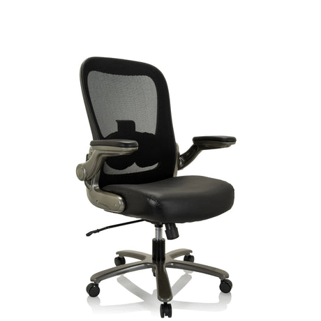 XXL snurrstol INSTRUCTOR T I i svart med nätryggstöd och lädessits från hjh OFFICE