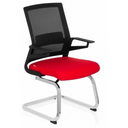 Fjädrande stol INVENTOR V med svart nätrygg, röd sits och kromad ram från hjh OFFICE