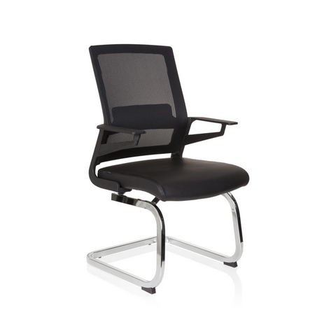 Svart Fjädrande stol INVENTOR V PRO med nätryggstöd, armstöd och kromad medunderrede från hjh OFFICE