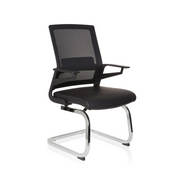 Svart Fjädrande stol INVENTOR V PRO med nätryggstöd, armstöd och kromad medunderrede från hjh OFFICE