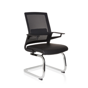 Svart Fjädrande stol INVENTOR V PRO med nätryggstöd, armstöd och kromad medunderrede från hjh OFFICE