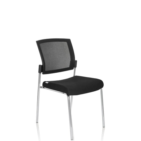 Svart fyrbent stol K9 V med nätryggstöd och glänsande metallram från hjh OFFICE