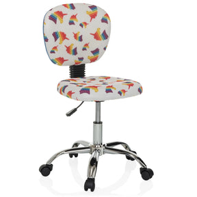 Snurrstol för barn KID BUBBLE med färgglatt regnbågsmönster och blankt metallkors från hjh OFFICE