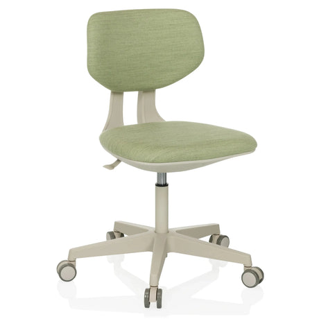 Snurrstol för barn KID CLASSIC med grönt tygbeteckning och beige stjärnfot med hjul från hjh OFFICE
