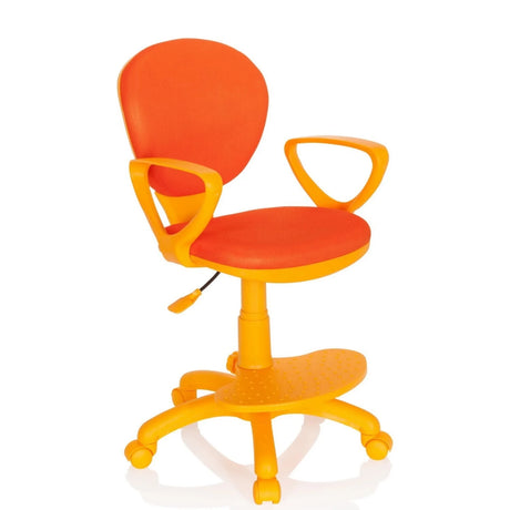 Orange Snurrstol för barn KID COLOUR med nätryggstöd, armstöd och fotstöd från hjh OFFICE