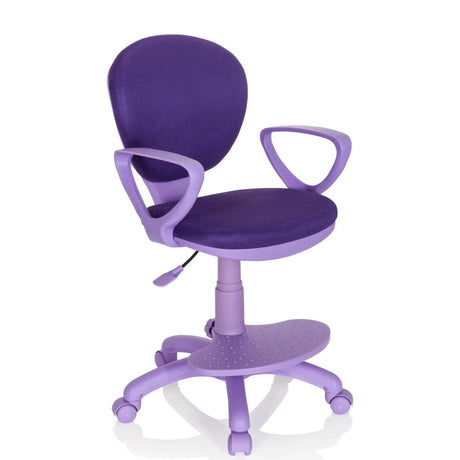 Lila Snurrstol för barn KID COLOUR med nätöverdrag, armstöd och fotstöd från hjh OFFICE