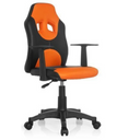 Snurrstol för barn KID GAME AL i svart-orange med armstöd och hjul från hjh OFFICE