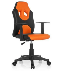 Snurrstol för barn KID GAME AL i svart-orange med armstöd och hjul från hjh OFFICE