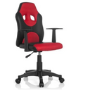 Snurrstol för barn KID GAME AL i svart-rött med armstöd och hjul från hjh OFFICE