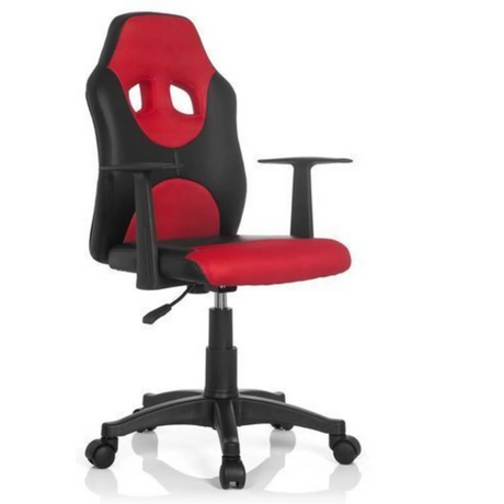 Snurrstol för barn KID GAME AL i svart-rött med armstöd och hjul från hjh OFFICE