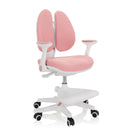 Rosa barnstol KID WING med vit ram, fotstöd och hjul från hjh OFFICE