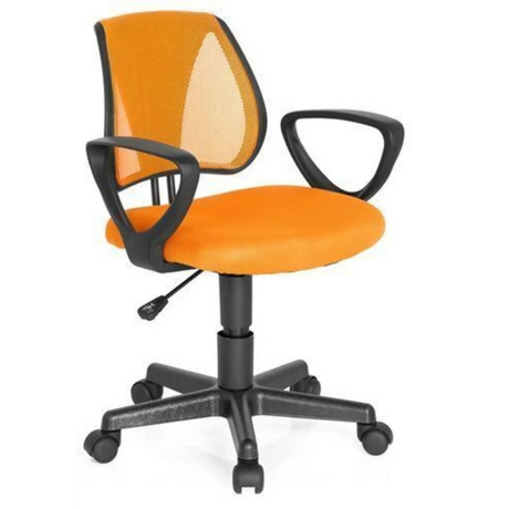 Snurrstol för barn KIDDY CD i orange med nätrygg och svarta armstöd från hjh OFFICE