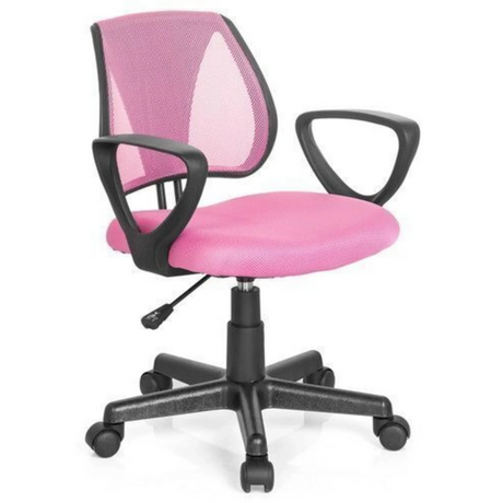 Rosa Snurrstol för barn KIDDY CD med nätrygg och svarta armstöd från hjh OFFICE
